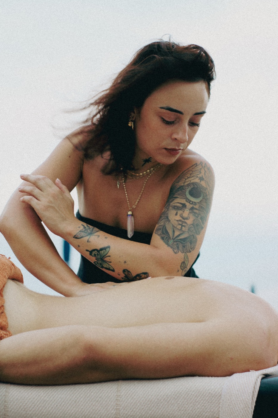 Portrait of Julie during a massage